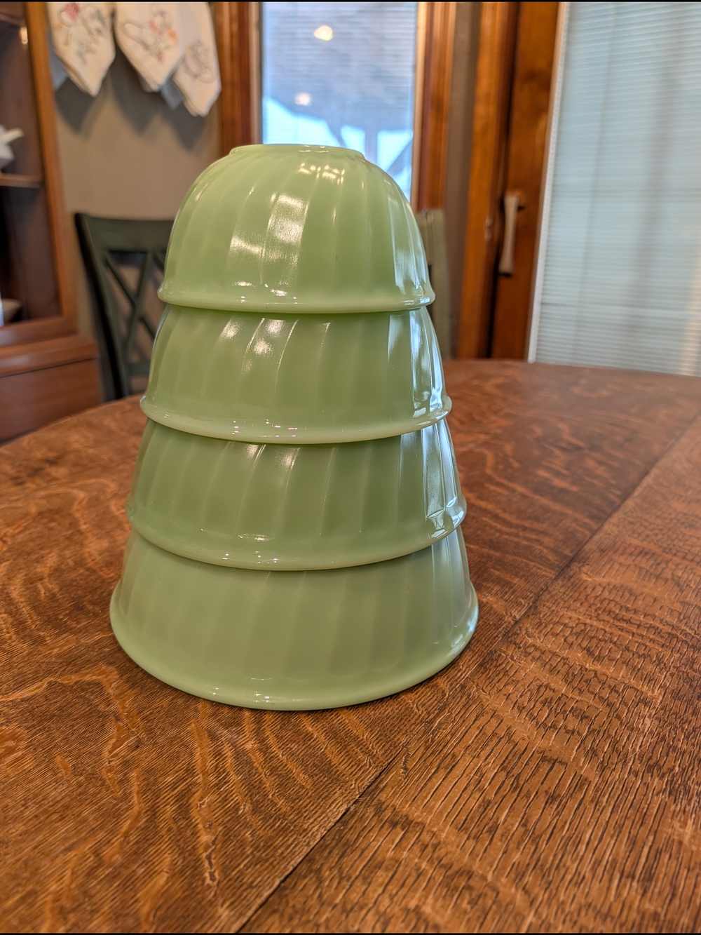 Vintage Fire King Jadeite Stacking Mixing Bowls - Set of 4